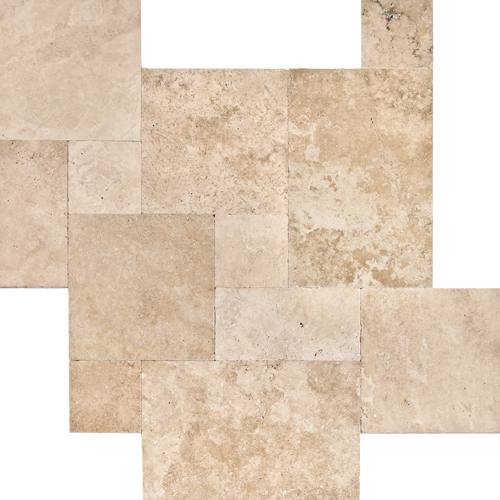Classic Mix																												 Antique Collection French Pattern Tumbled Travertine and Marble