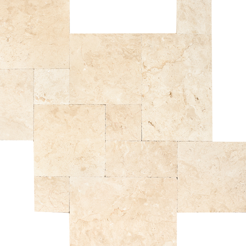 Crema Nouva																												 Antique Collection French Pattern Tumbled Travertine and Marble